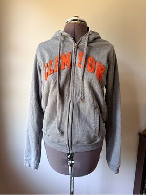 Gray Clemson Zip Up Hoodie
